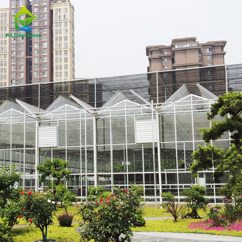 9.6m/10.8m/12m Lebar Kerangka Alloy Aluminium Kaca Pertanian Venlo Multi-span Rumah Kaca Dengan Perbentuk Atap Segitiga